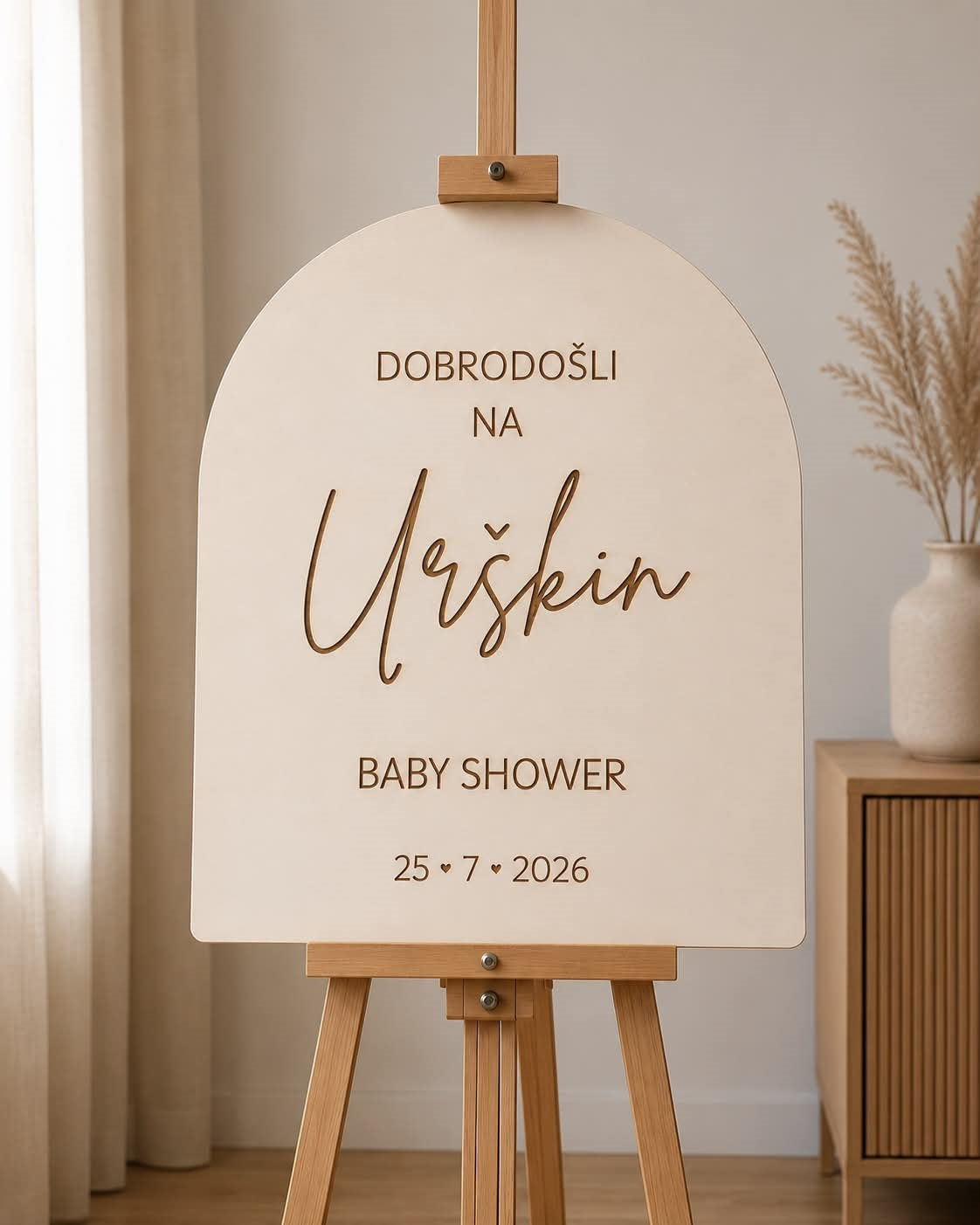 Lesena tabla dobrodošlice za baby shower
